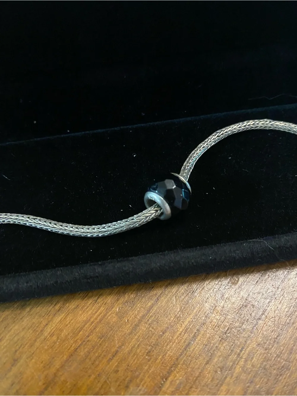 Sterling Silver Black beveled Bead